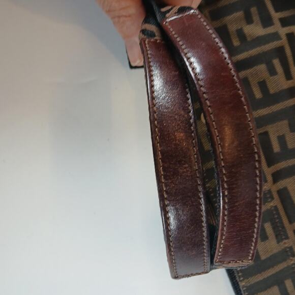 Fendi Vintage Leather Trimmed Zucca Brown Medium Foldable Tote - Picture 7 of 12